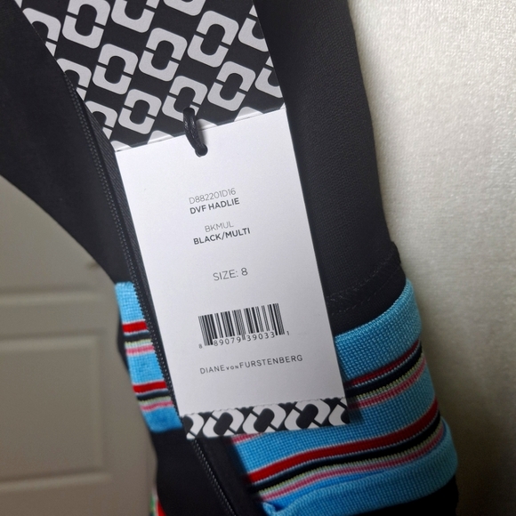 NWT Diane Von Furstenberg Hadlie Black Stripe Midi Sheath Workwear Dress Sz 8 - Picture 6 of 15
